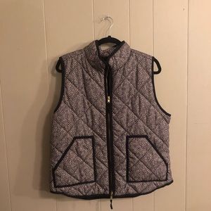 J. Crew Black and White Herringbone Vest